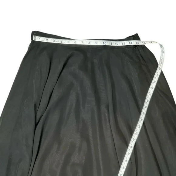 Vintage Maxie Night Line Skirt Black Sheer Satin Lined Soft Elegant Size 10 - Picture 7 of 11